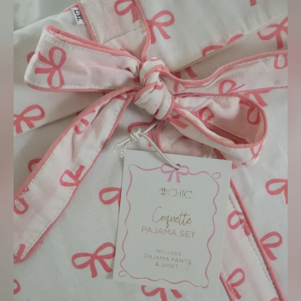 Pink Bow Cotton Pajama Set BNWT - Picture 4 of 7
